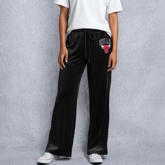 NBA Chicago Bulls Black Velour Pull On Track Pants XL - Picture 1 of 6